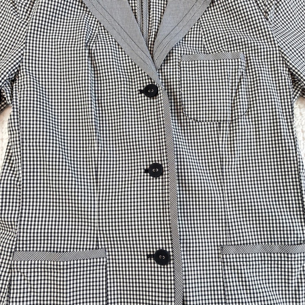 Talbots Blazer Jacket Gingham Black White Size 6 Chic Office Career Teacher - Picture 5 of 15
